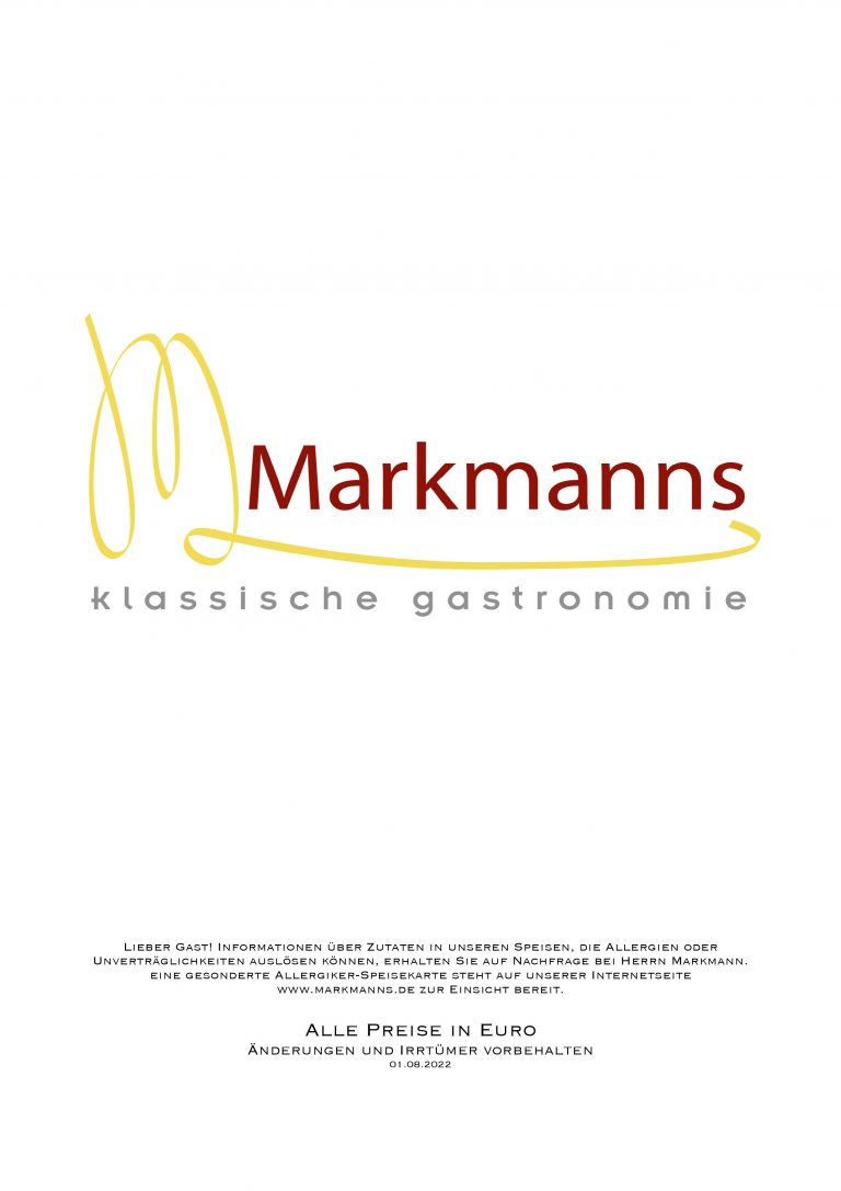 Speisekarte Markmanns Neu 082022